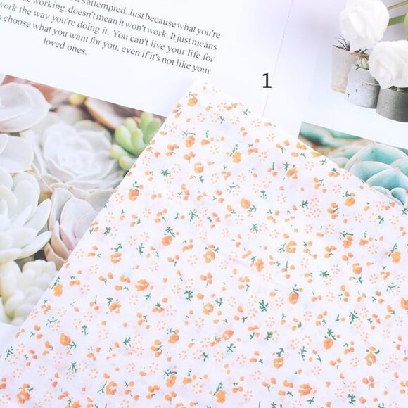 Brand New Cotton Fabric 10x10 Orange Floral Dot Bundle - Picture 8 of 9